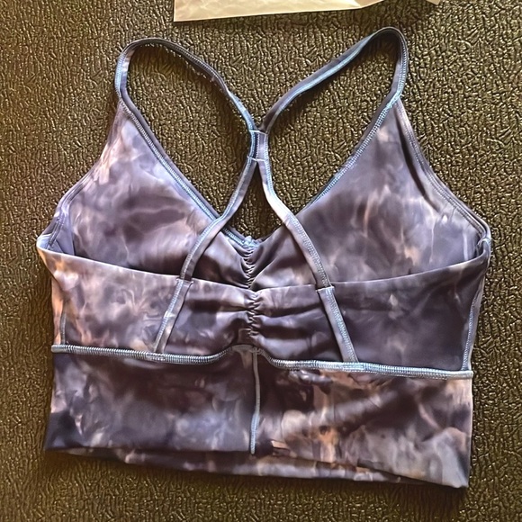 Gymshark Blue Spray Dye Sports Bra Medium Elevate Longline Lakeside Blue Tie-Dye - Picture 4 of 12
